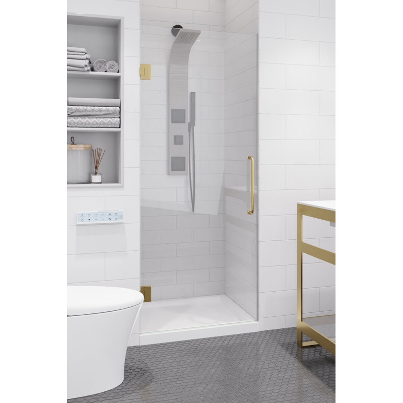 30” W x 72” H Frameless Shower Door, Brushed Gold