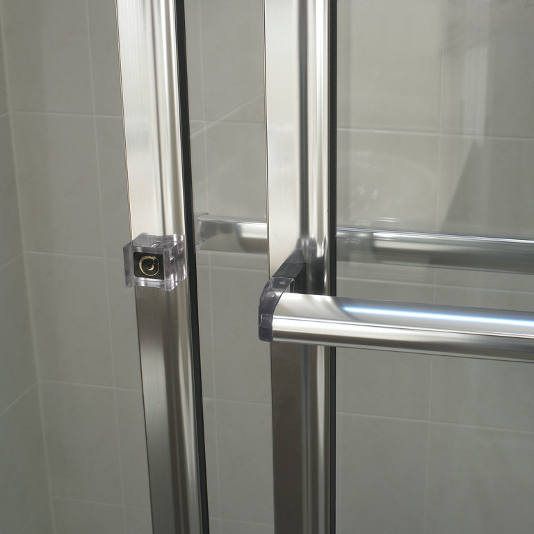 Newport Series Framed - W x 58'' H Sliding Door Framed Tub Door with, Clear, Brite Silver (Chrome)