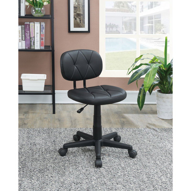 Chaise de bureau ajustable à dossier bas en similicuir noir