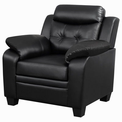 Winchell Black Upholstered Padded Arm Tufted Accent Chair