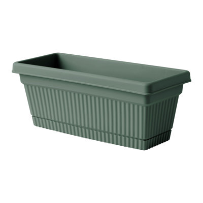 Vaneka 18-in Width Plastic Fluted Window Box Planter With Saucer Tray