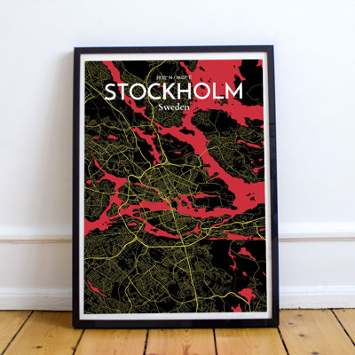 Stockholm City Map - No Frame Print