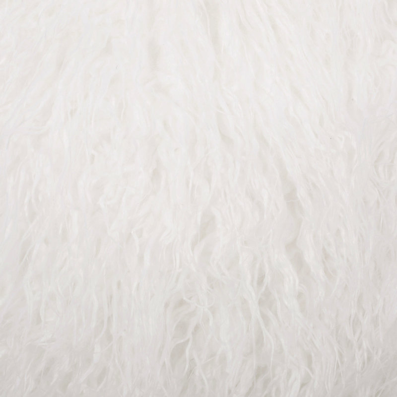 Pouf rond en fausse fourrure 3 pieds Mandana, blanc