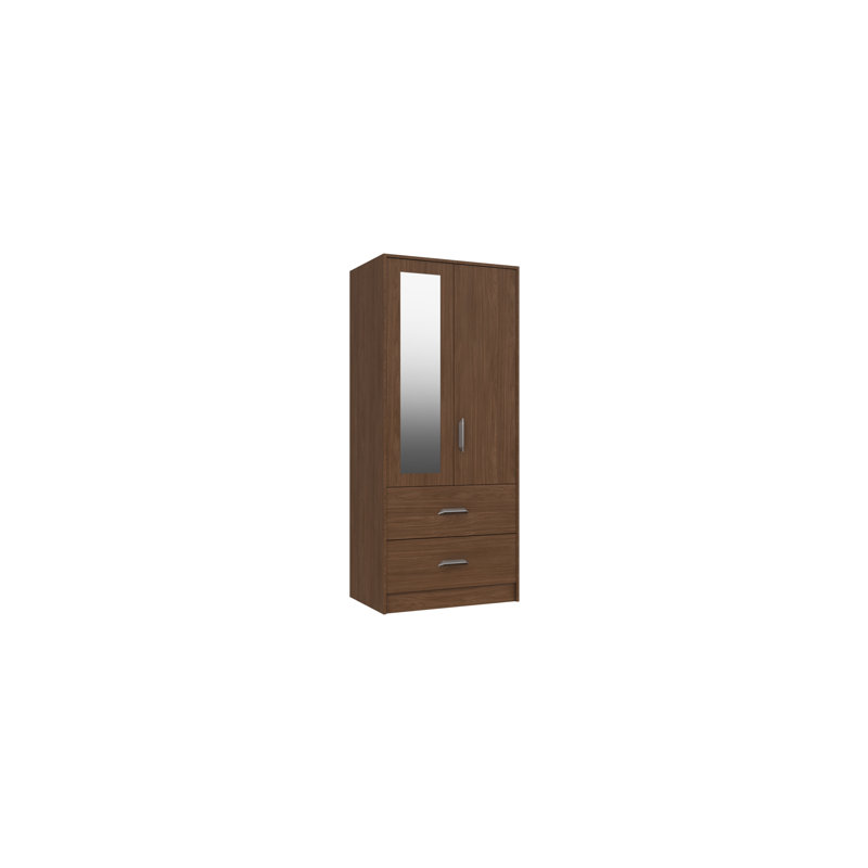 Zakariyah 2 Door Manufactured Wood Wardrobe, Walnut