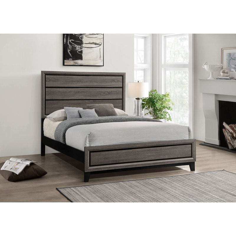 Ayelyn Wood Queen Panel Bed Grey Oak, Queen