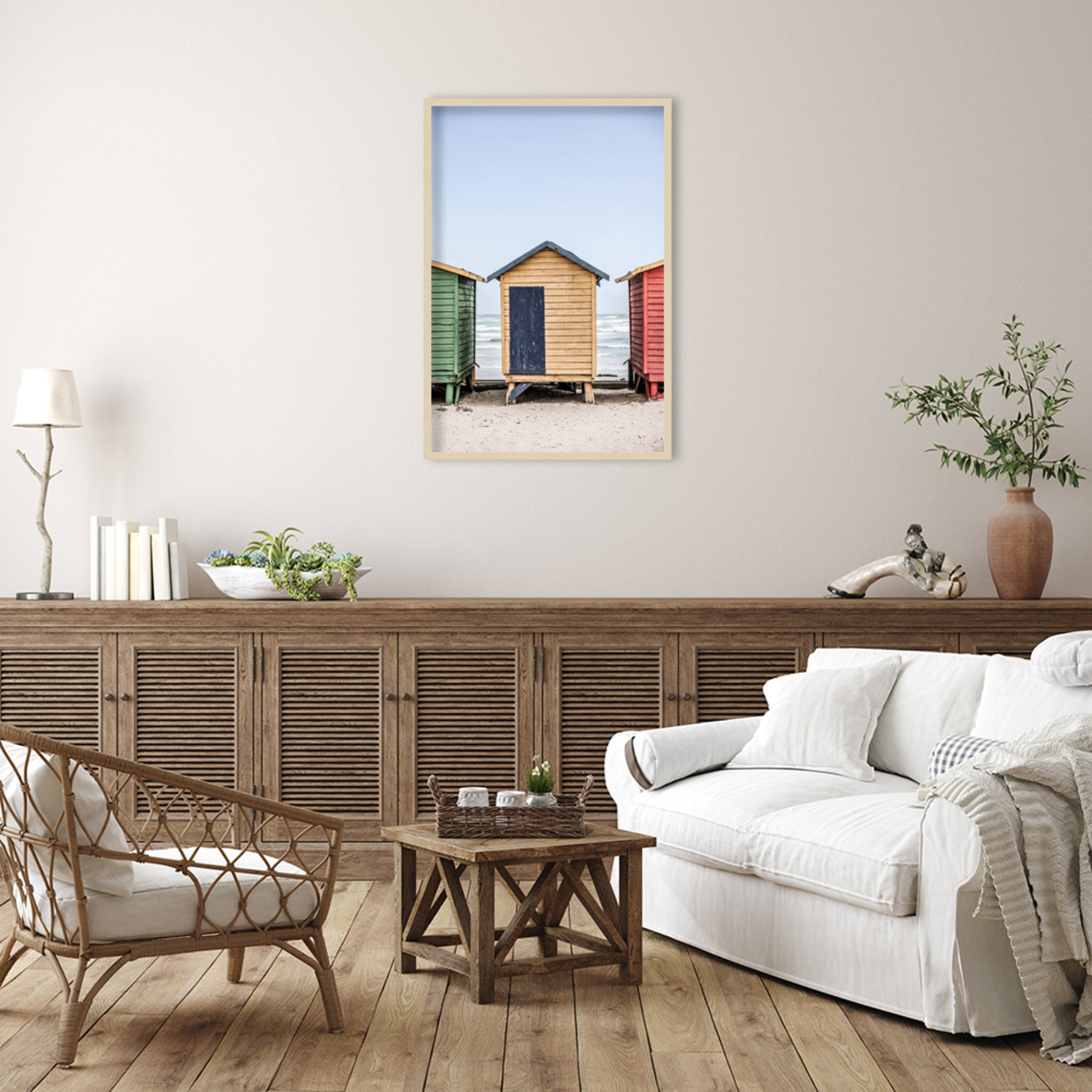 Yellow Hut by Shot by Clint Wood Framed Wall Art Print, Brown, 41" H x 28" W