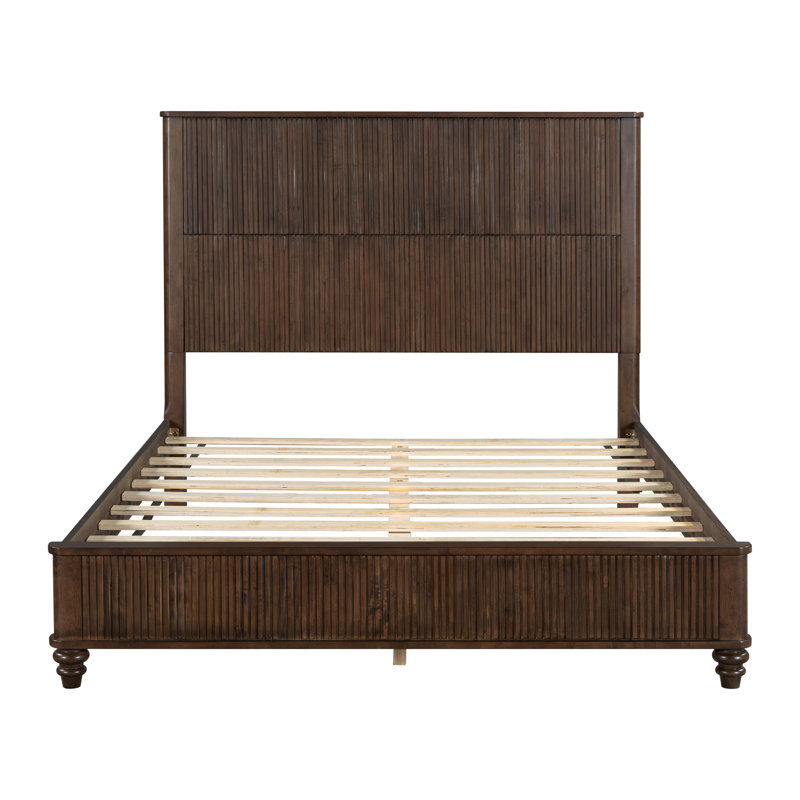 Cadre de lit en bois massif, cadre de lit plateforme grand avec tête de lit, grand lit en bois naturel, pas de sommier tapissier, noyer