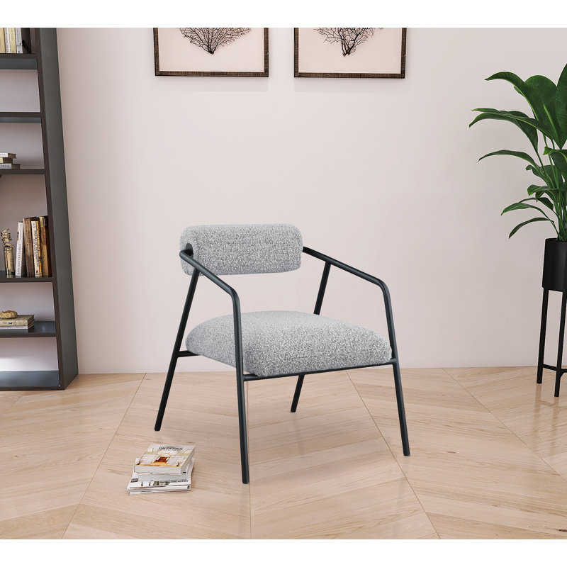 Alyta 26" W Boucle Fabric Accent Chair, Grey Boucle Fabric