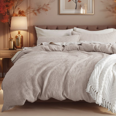 Housse de couette à carreaux gaufrée 100% coton