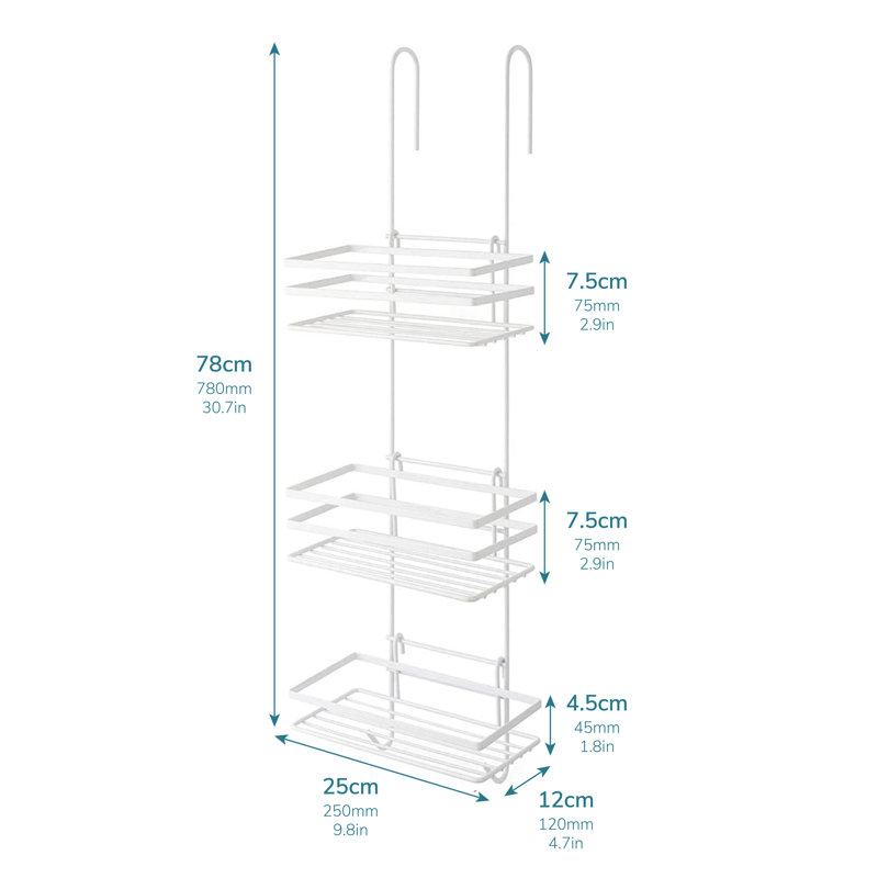 Shower Caddy 3 Tier Bathroom Over The Door Storage Organiser Hanging Basket With Shelving