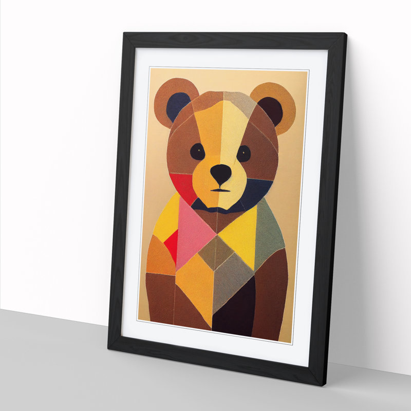 Teddy Bear Mid Century Vol.1 - Single Picture Frame Print, Black, 64cm H x 46cm W x 2cm D
