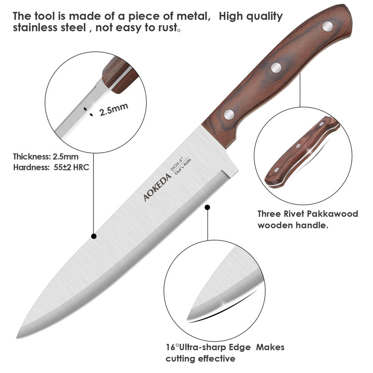 AOKEDA 16-Piece Kitchen Knife Set with Block,High Carbon German