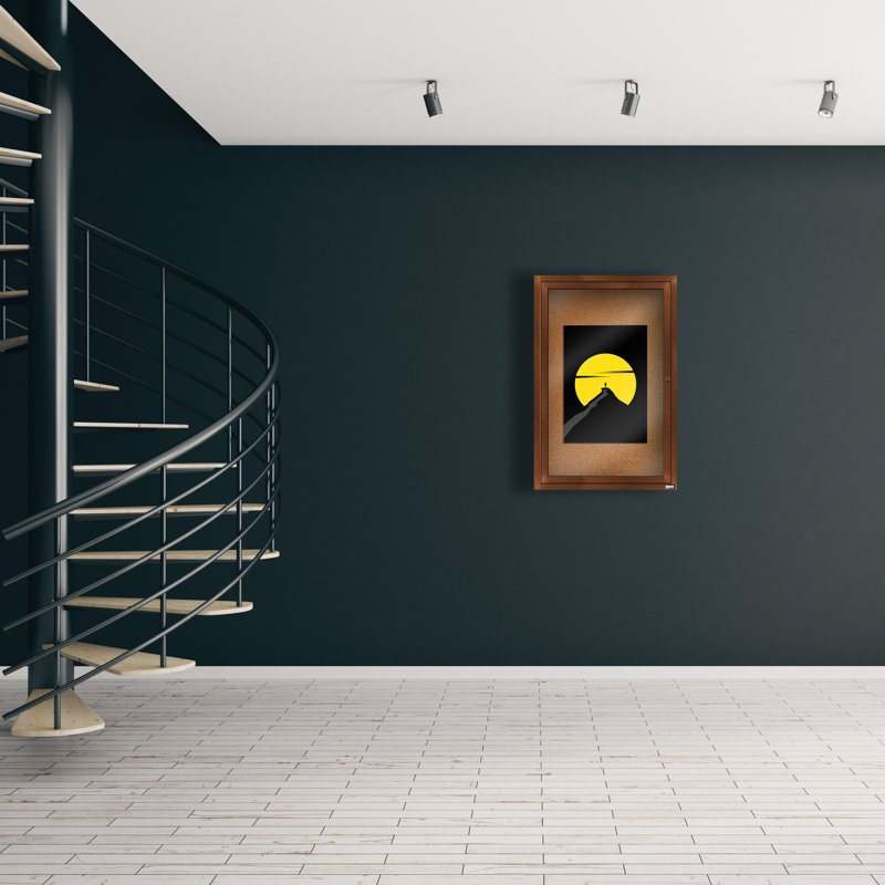Tableau d’affichage mural en aluminium encastré, Bois de noyer, Un, H 36 po x l 24 po