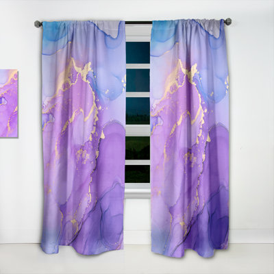 Purple And Blue Luxury Abstract Fluid Art VII - Abstract Curtain - Velvet Room darkening - 1 panel