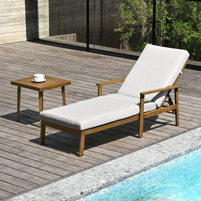 Chaise longue de piscine SeeHill, chaise longue d'extérieur en aluminium avec table d'appoint, chaise longue d'extérieur avec dossier réglable à 6 positions, chaise longue d'extérieur pour patio, terrasse