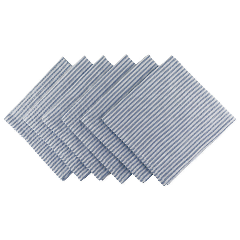 Upper Vobster Cotton Striped Square Napkin, French Blue