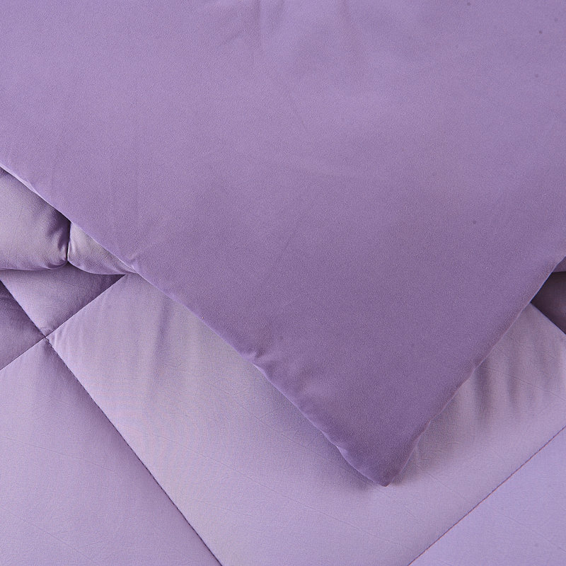 Ensemble d'édredon réversible solide et facile d'entretien, Édredon double/grand et 2 taies décoratives, Mauve iris