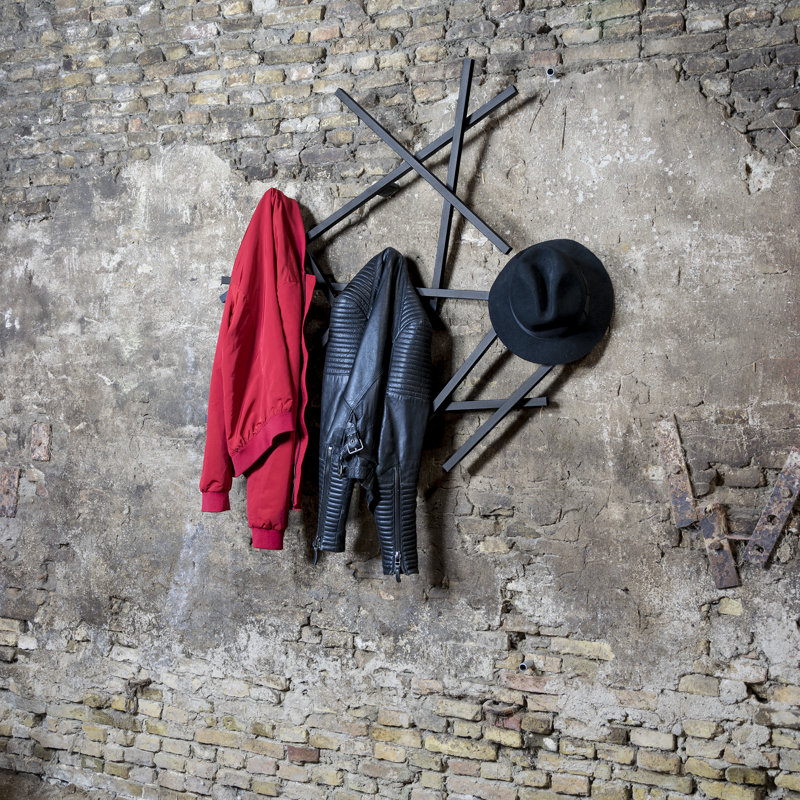 Metal Wall Wall Mounted Coat Rack, Black
