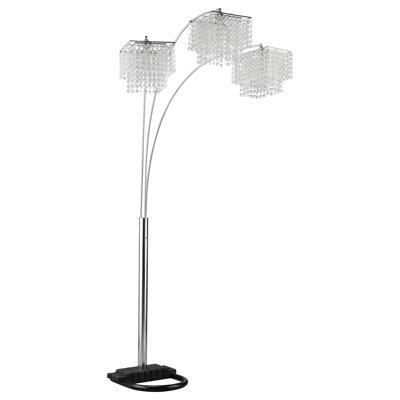 Lampe sur pied à arche moderne en chrome avec accents de cristal suspendus | Idée de cadeau