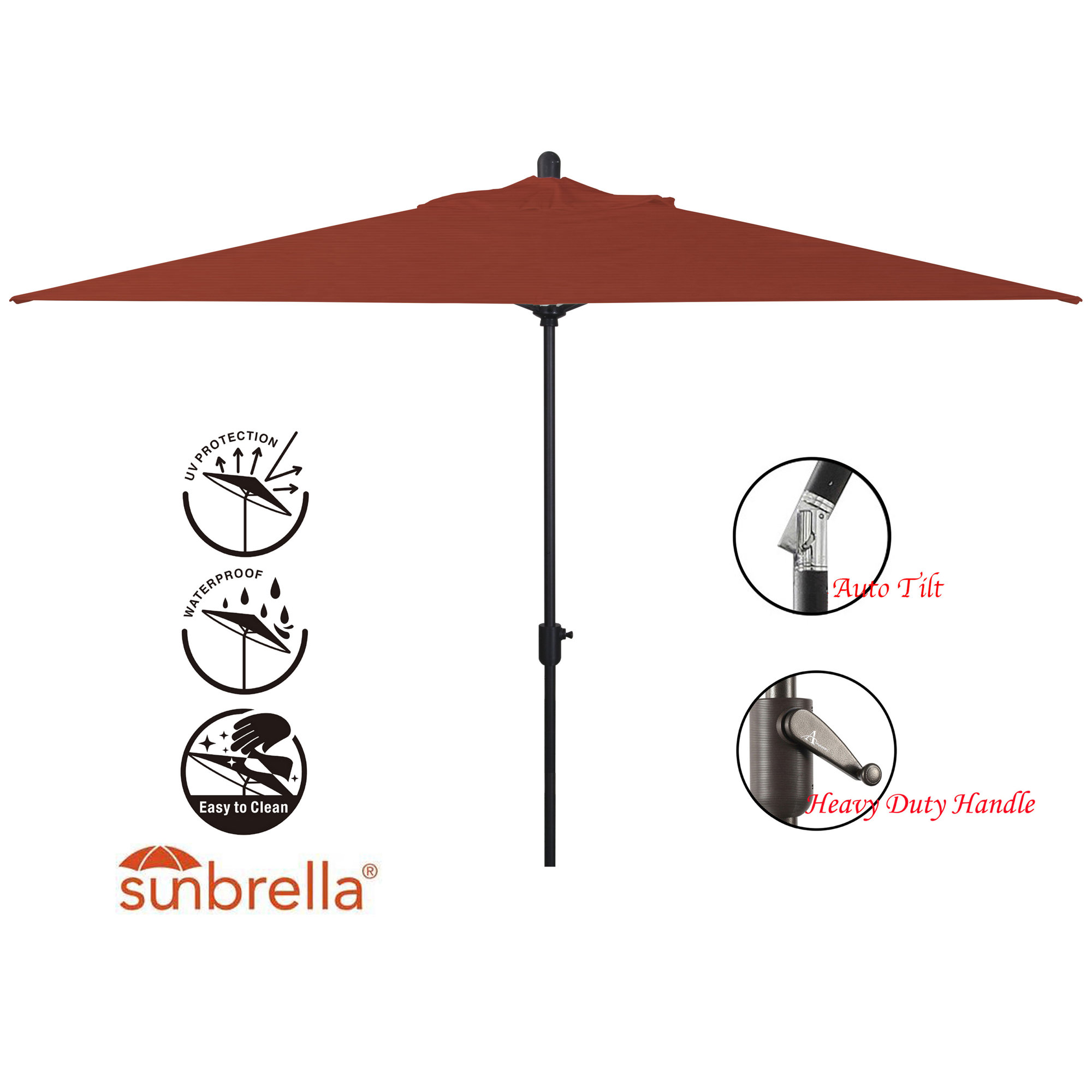 Olivier 116.7'' Outdoor Umbrella, Canvas Terracotta Sunbrella® Canvas, Antique Bronze