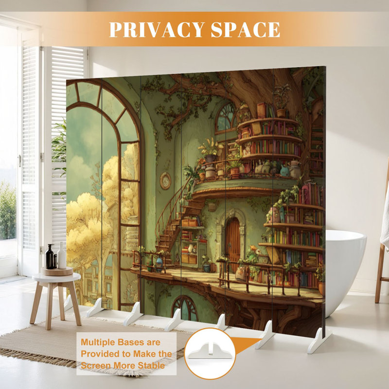 Cloison pliante 6 panneaux paravent Royal Magical Library Vines, 6, 71" H x 96" W x 1" D