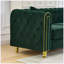 Ensemble de canapé Chesterfield 3 + 2 places en velours vert avec accoudoirs roulés capitonnés et pieds dorés