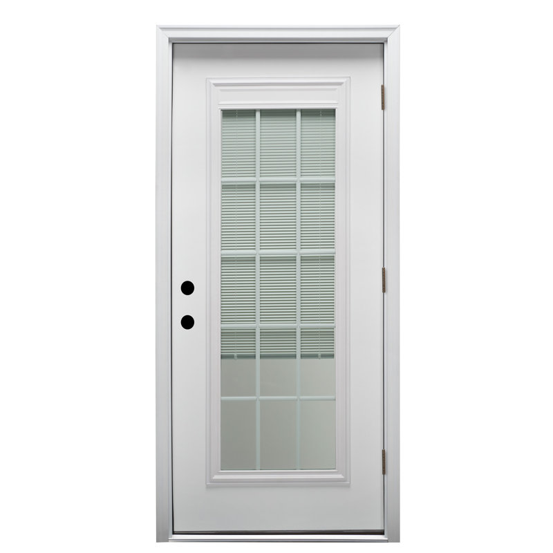 Porte d'entrée avant en fibre de verre Smooth, S'ouvre à gauche vers l'extérieur, H 80 po x l 36 po x P 1,75po, 4,56 po