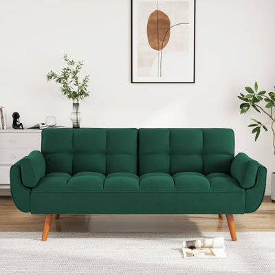 Jackelien Full / Double 75.4" Upholstered Futon Sofa Bed, Modern Convertible Sleeper Couch Daybed with Adjustable Armrests for Studio, Apartment, Offi