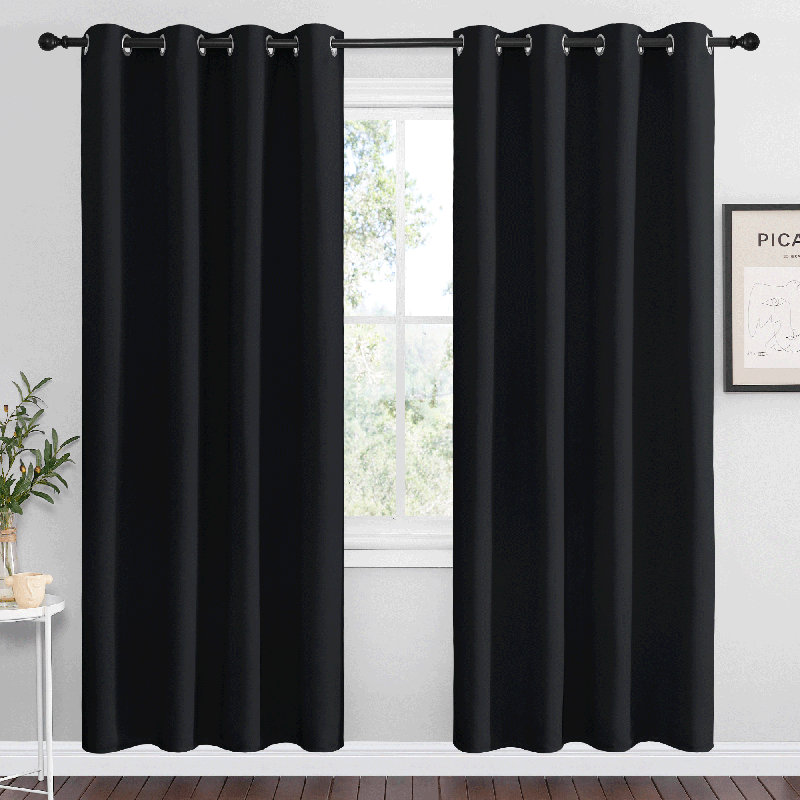 Bedroom Room Darkening Curtains Triple Weave Microfiber Grommet Top Thermal Insulated Solid Room Darkening Panels/Drapes for Living Room