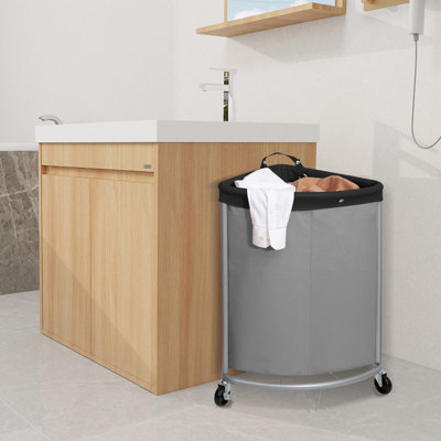 Canvas Rolling Laundry Hamper with Handles