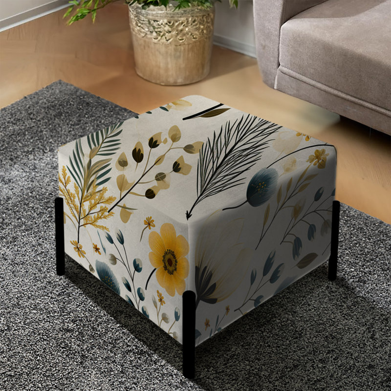 Jaune et blanc floral Botanical Marvel Delight - repose-pieds carré floral