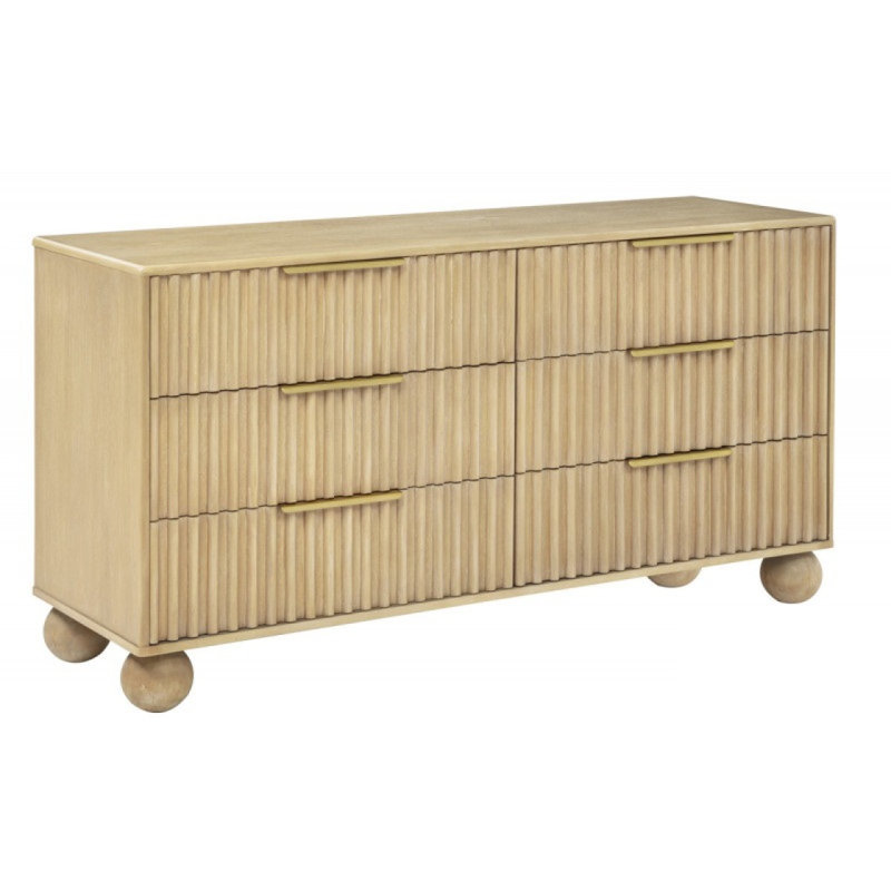 Commode moderne à 6 tiroirs avec panneaux cannelés Modern