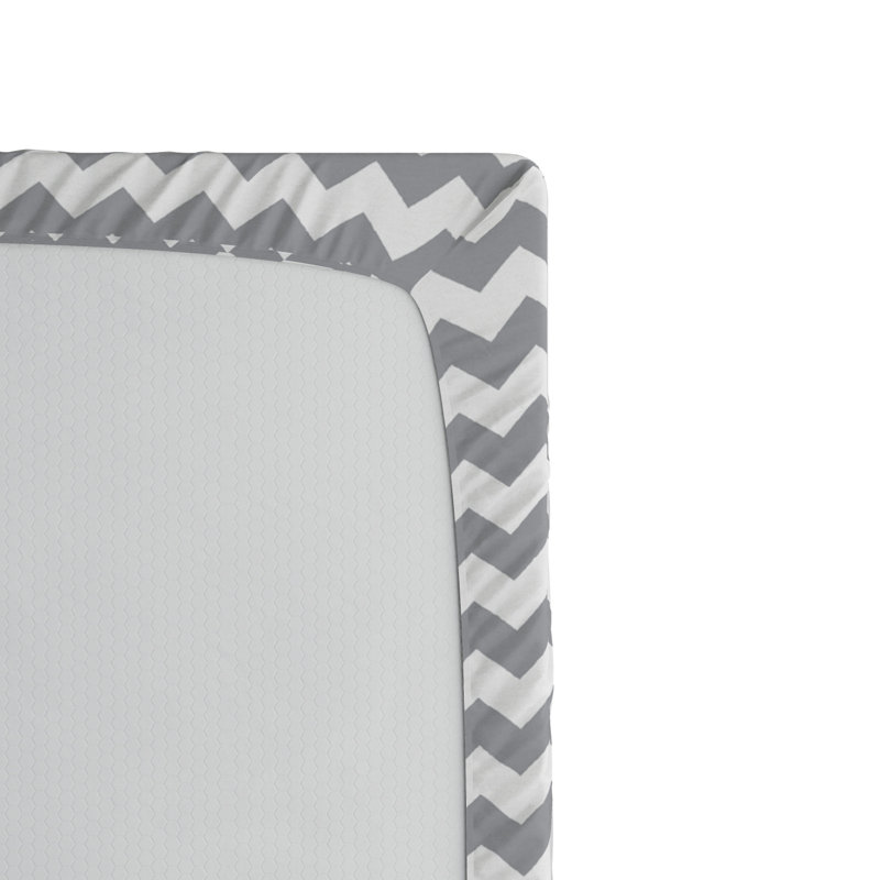 Microfiber Geometric Fitted Sheet, Twin XL Fitted Sheet, Gray/White Chevron