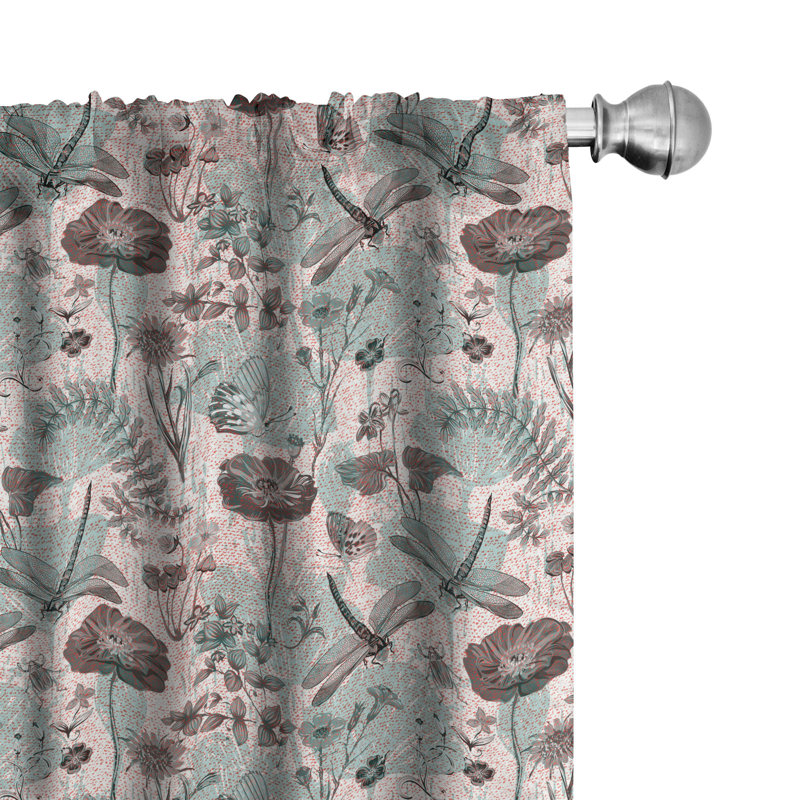 Floral Semi-Sheer Rod Pocket Curtain Panels, 28" x 63"