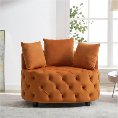 Furniture,Width 40.6 Inches  Accent Chair / Classical Barrel Chair For Living Room / Modern Leisure Sofa Chair (Orange)