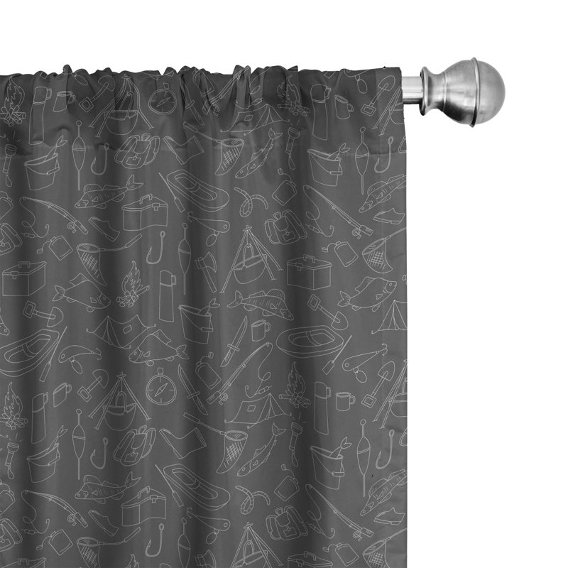 Fishing Semi-Sheer Rod Pocket Curtain Panels, 28" x 63"