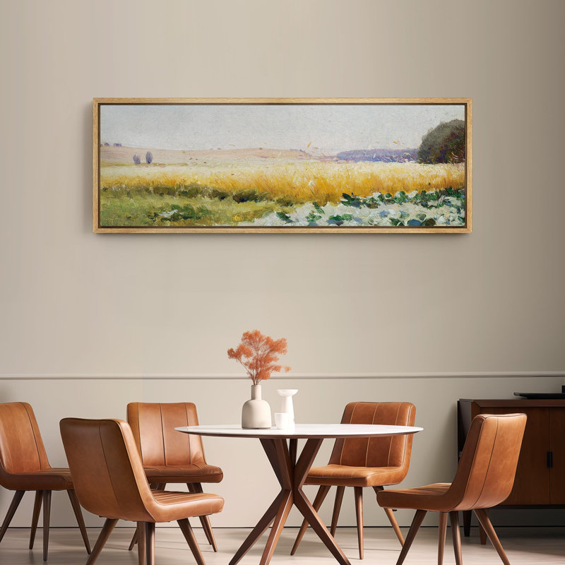 «Rustic Countryside Golden Wheat Field Country Landscape», reproduction d'art sur toile, H 20 po x l 60 po, Naturel