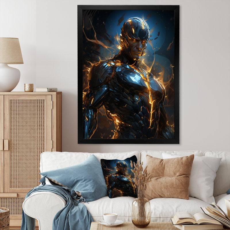 «Villian Robot III», reproduction sur toile, Cadre simple noir, H 32 po x l 24 po x P 1 po