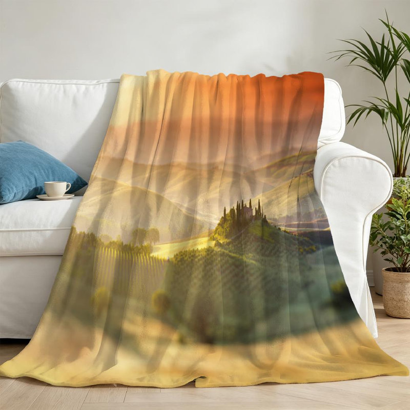 Jeté transparent en flanelle de polaire ultra douce, impression d'un seul côté magnifique paysage italien, Throw 50" x 60"