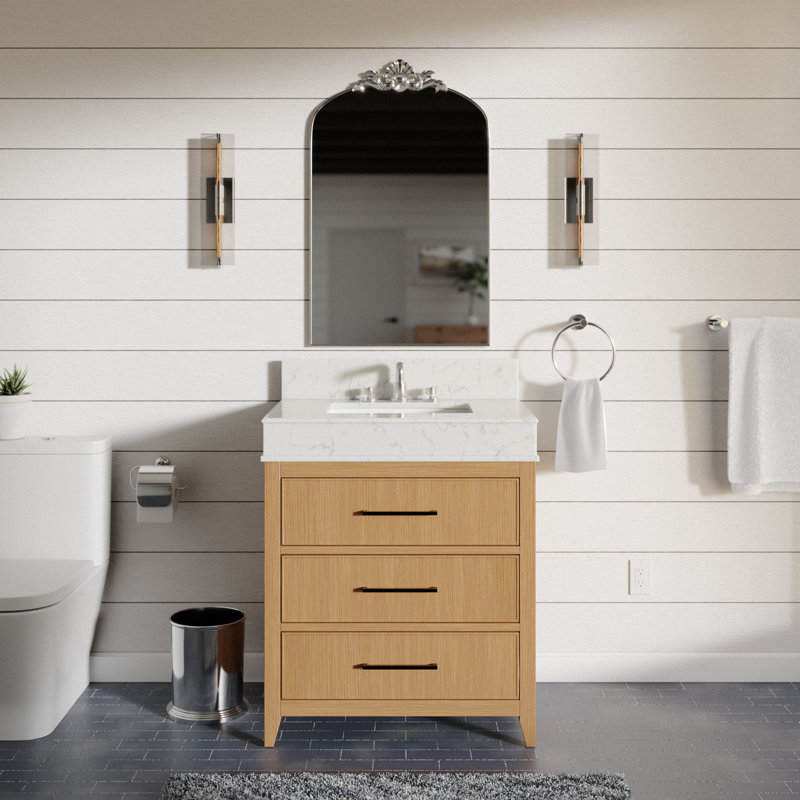 Meuble-lavabo simple 30 po avec comptoir Bayla, Blonde
