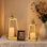 Lanternes dorées décoratives pour l'intérieur et l'extérieur: ensemble de 2 lanternes suspendues de style campagnard à suspendre 12 po et 15 po pour centre de table de mariage