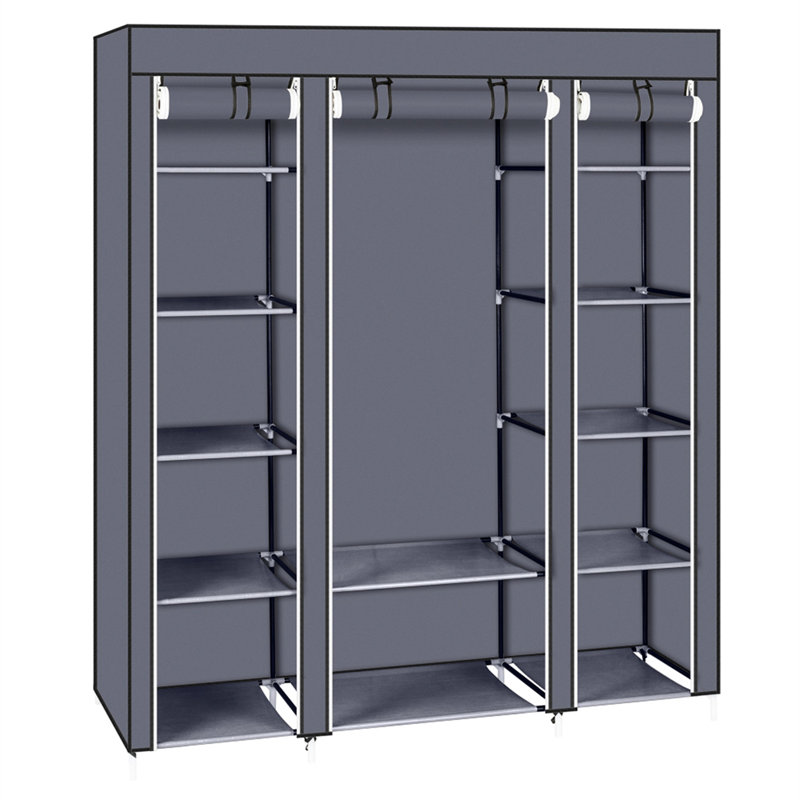 Organisateur de rangement portatif pour garde-robe - garde-robe en tissu non tissé, assemblage sans outil et housse anti-poussière, peu encombrant pour la chambre à coucher / appartement