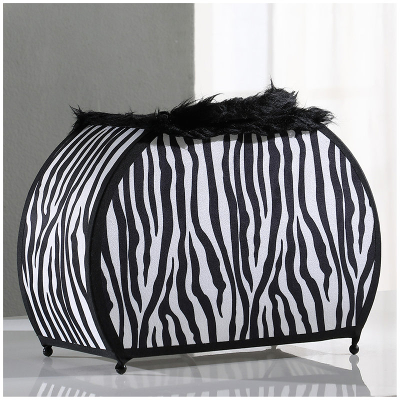 11.75" In Zebra Animal Print Purse W/ Black Faux Handle Table Lamp