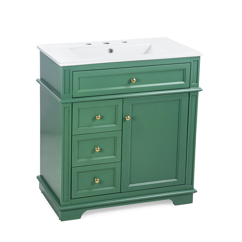 Meuble-lavabo 30 po avec comptoir en céramique, Vert