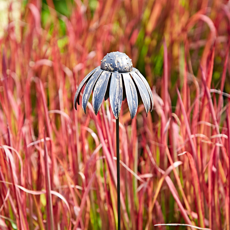 Recycled Metal Echinacea Flower Garden Stake Decoration