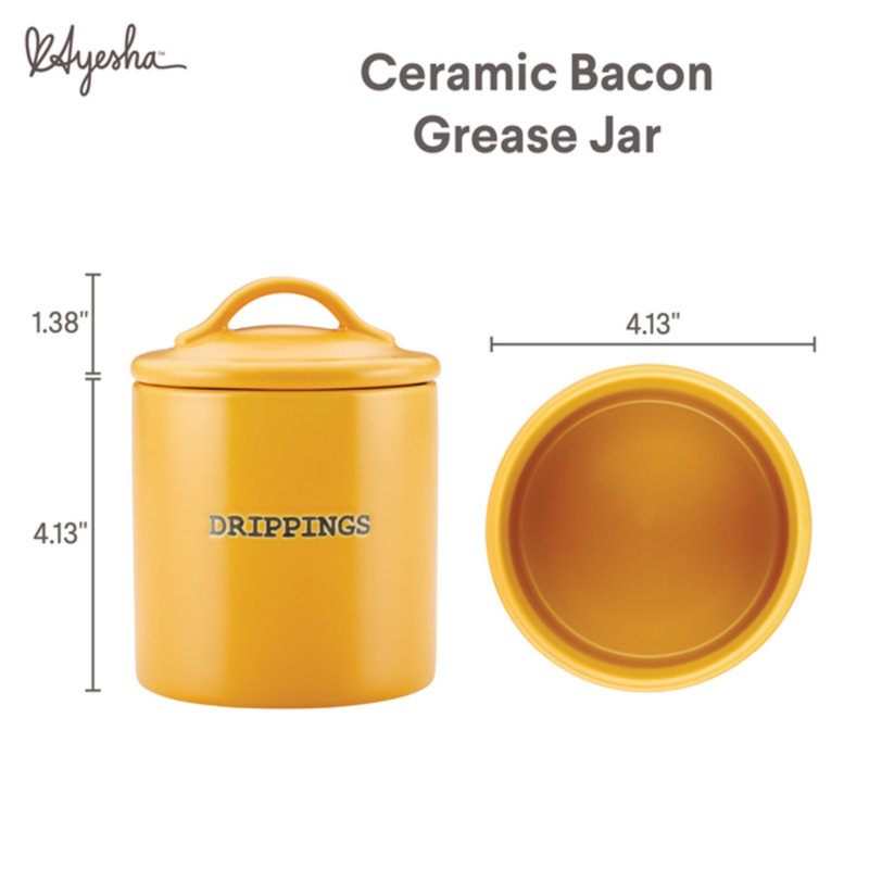 Ayesha Curry Ceramics Bacon Grease Jar, Mustard