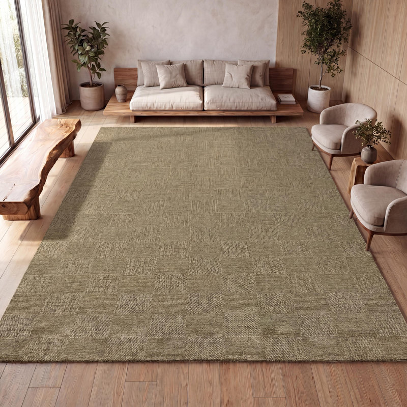 Mason Easy Jute Geometric Boho Checker Weave Indoor/Outdoor Rug, Rectangle 5'2" x 7'7"