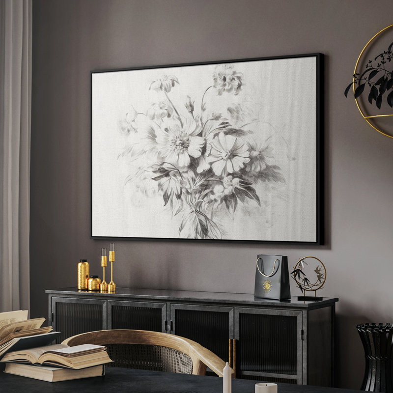 Vintage Sketch-II Framed Gallery Wrapped Canvas, Noir, H 37 po x l 25 po