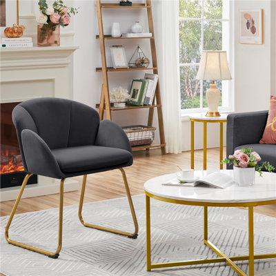 Fauteuil rembourré en velours capitonné Fitchburg