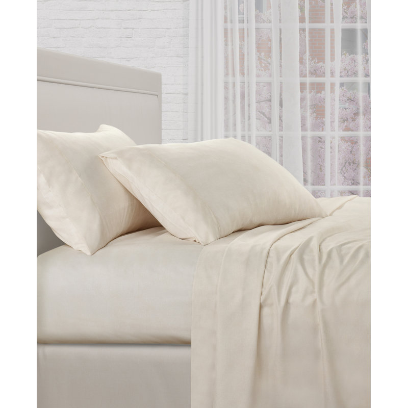 Ensemble de draps pour chambre d'amis ROONEY, Ensemble de draps pour très grand lit avec 2 taie, Crème